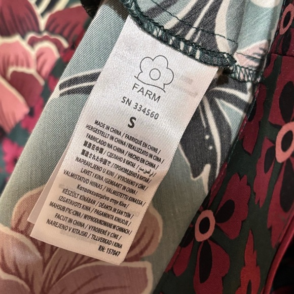 FARM RIO. Floral beaded WRAP DRESS mini length Green/wine print LONG SLEEVE s - Picture 7 of 8